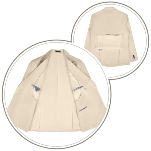 Mens Linen Suit 2 Piece Double Breasted Suit Blazer Pants Set Slim Fit Casual Summer Beach Wedding Linen Tuxedo Men4