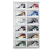 BITUXX LEX21 Schuhbox Stapelbar Aufbewahrungsbox Kunststoffbox Schuhkasten Schuhkarton Schuhorganizer bis Gr.47 (Weiß, 6er Set)