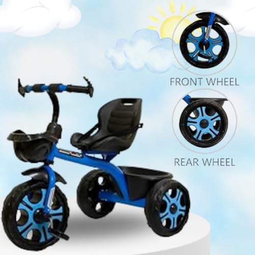 Image of Maanit Kids Tricycle with Rear & Front Basket | Comfortable Cushioned Seat | Baby Trike for Boys & Girls Ages 2 to 4 Years | Sturdy & Safe Tricycle