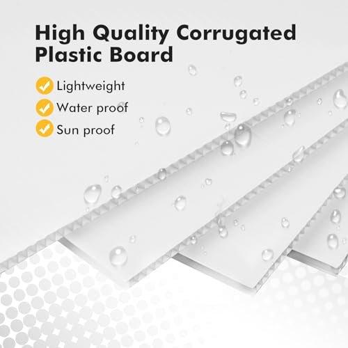 Image of Corrugated Plastic Board 24x36 inch - 4 Pack White Plastic Poster Board, 3 /16'' (5MM) Thick Blank Board, Waterproof Sheets for Indoor & Outdoor Use, Displays
