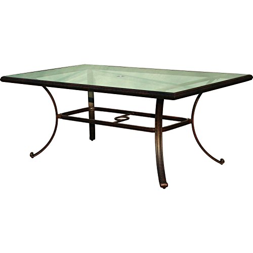 Darlee 42" x 72" Patio Dining Table with Glass Top in Antique Bronze