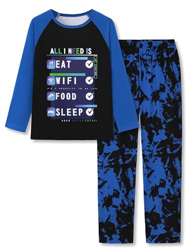 Image of Tebbis Boys Comfy Trendy Print Long Sleeve & Pants Pajama Set Sizes 6-18