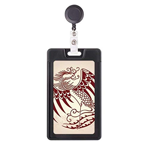 Porte-badge rétractable avec phénix chinois au design artistique