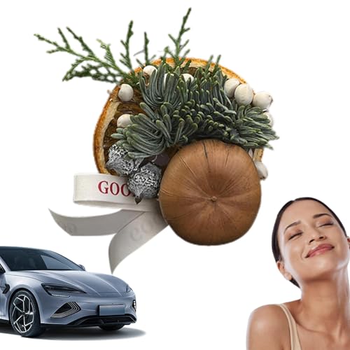 Ambientador para plantas de automóvil, ambientador artificial de flores secas, decoración de interiores de coche con ramas de pino y piñas de pino para vehículos