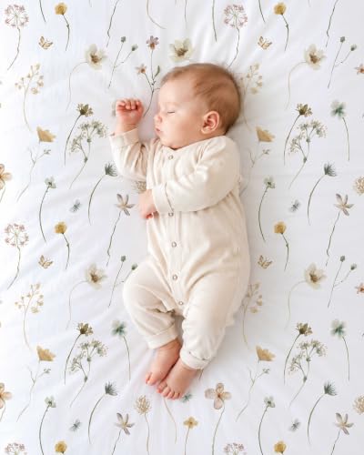 Image of Crib Sheets for Boys and Girls, 2 Pack Fitted Baby Sheets for Standard Toddler Mattress 28 inch x 52 inch, Soft Breathable Jersey Knit Baby Bedding (Butterfly Garden)