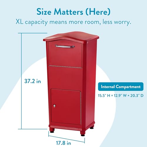 Architectural Mailboxes 6900R Elephantrunk Parcel Drop Box, Red - Thumbnail 4