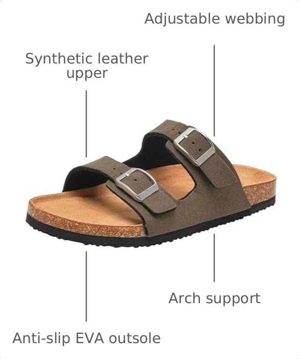 Image of Torotto Kids Sandals Boys Girls Slide Summer Non-slip Cork Glitter Toddler Slippers with Adjustable Straps for Indoor & Outdoor