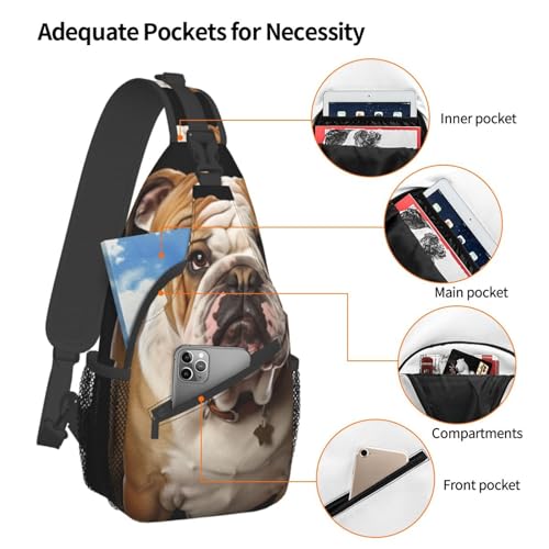 Sling Bag para hombre y mujer English-Bulldog casual miniatura 4