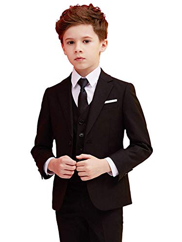 Toddler Kids Boys Suits 5 Piece Set Slim Fit,Blazer Vest Pants Shirt Tie Black Size 6 #TOP5