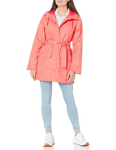 Helly-Hansen Women's Lyness Coat Waterproof Breathable Trench Rain Jacket with Hood, 103 Shell Pink Heritage Grid, Medium