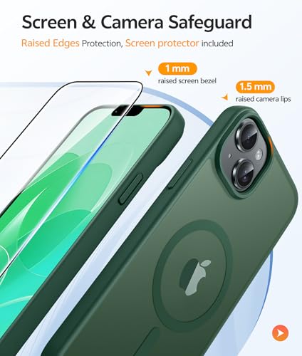 Image of FNTCASE for iPhone 14 Plus Case: for iPhone 15 Plus Magnetic Matte Textured Military Grade Drop Protection Translucent Cell Phone Cover - Slim Shockproof Protective Bumper Phonecase
