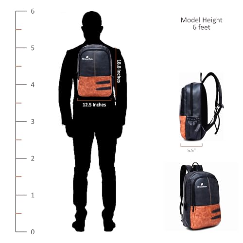 Image of 20L Small Faux Leather Water Resistant Anti Theft Laptop Backpack for 16 Inch Laptop /Backpack for Men /Women (Navy)