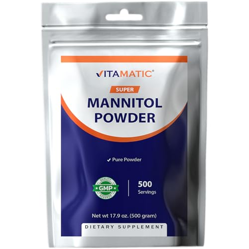 Vitamatic Mannitol Powder - Sweetener Sugar Substitute Natural & Gluten Free 1000 mg per Servings 500 Servings 500 Gram