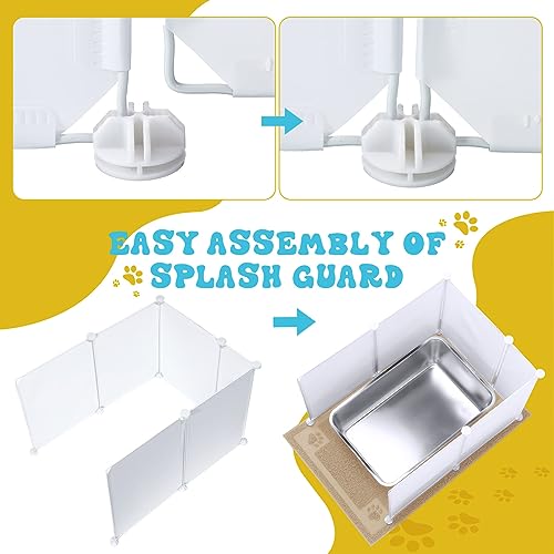 Pinkunn 2 Set Stainless Steel Cats Litter Box Large Metal Litter Box with 2 Cat Litter Scoop, 12 Litter Splash Shield and 2 Cat Litter Mat, Never Absorbs Odor (Cream White, 23.6 x 15.7 x 5.9 Inch)