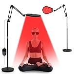 Hottoerak Floor Infrared Lamp, 940&850&660 Red Light Lamp, 5 Brightness & 10/20/30Min Timer & Adjustable Height, 150LEDs Infrared Light for Home/Office Use(Black)
