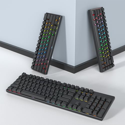 Image of Guffercty kred Black Blank Keycaps Thick PBT Cherry Profile, 129 Keys Minimalist Dolch Keycap Set with 7U Spacebar for Mechanical Keyboard(Blank Black)