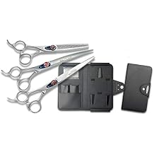Kenchii Five Star Offset Lefty Professional Dog Grooming Shears, 7 Inch Set Shears With Case, Light Weight, Heavy Duty Pet Grooming Scissor, Designed in the USA