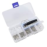 El kit de reparación de gafas contiene varios tipos de pequeños tornillos, tuercas, arandelas, almohadillas de nariz y ganchos de oreja, un pinzas, dos mini destornilladores multifunción y un paño de gafas.