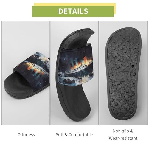 The Sinking of The Titanic Ship Men's Bathroom Slippers Shower Indoor Home Beach Outdoor Shoes for Women 7