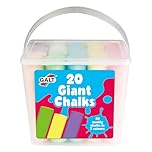 Galt 20 Giant Chalks - Extra Large Childrens Chunky Pavement Chalks - Bright Vibrant Colours - Washable, Easy Clean Outdoor Kids Garden Toys - Portable Carry Case with Handle - Ages 3 Years Plus