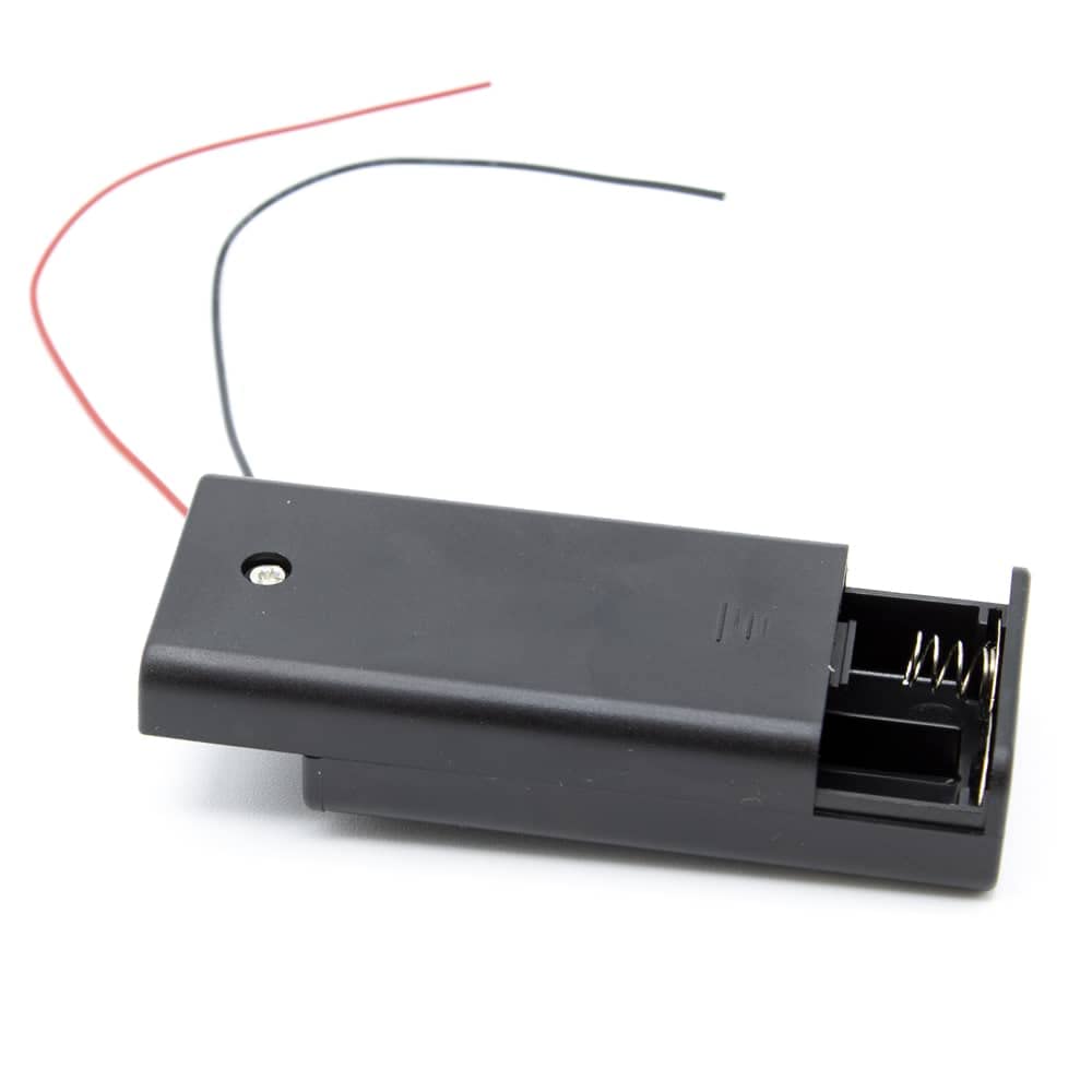 Cablepelado - Portabatterie per 2 batterie LR6 AA con interruttore, nero