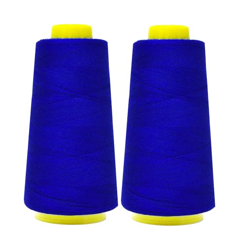 Image of Mandala Crafts Royal Blue Mercerized Cotton Thread for Sewing Quilting | 2400 Yds 50 WT, 100% Long Staple Cotton, Multipurpose, for Embroidery, Piecing, Sergers, Applique, Machine and Hand Sewing