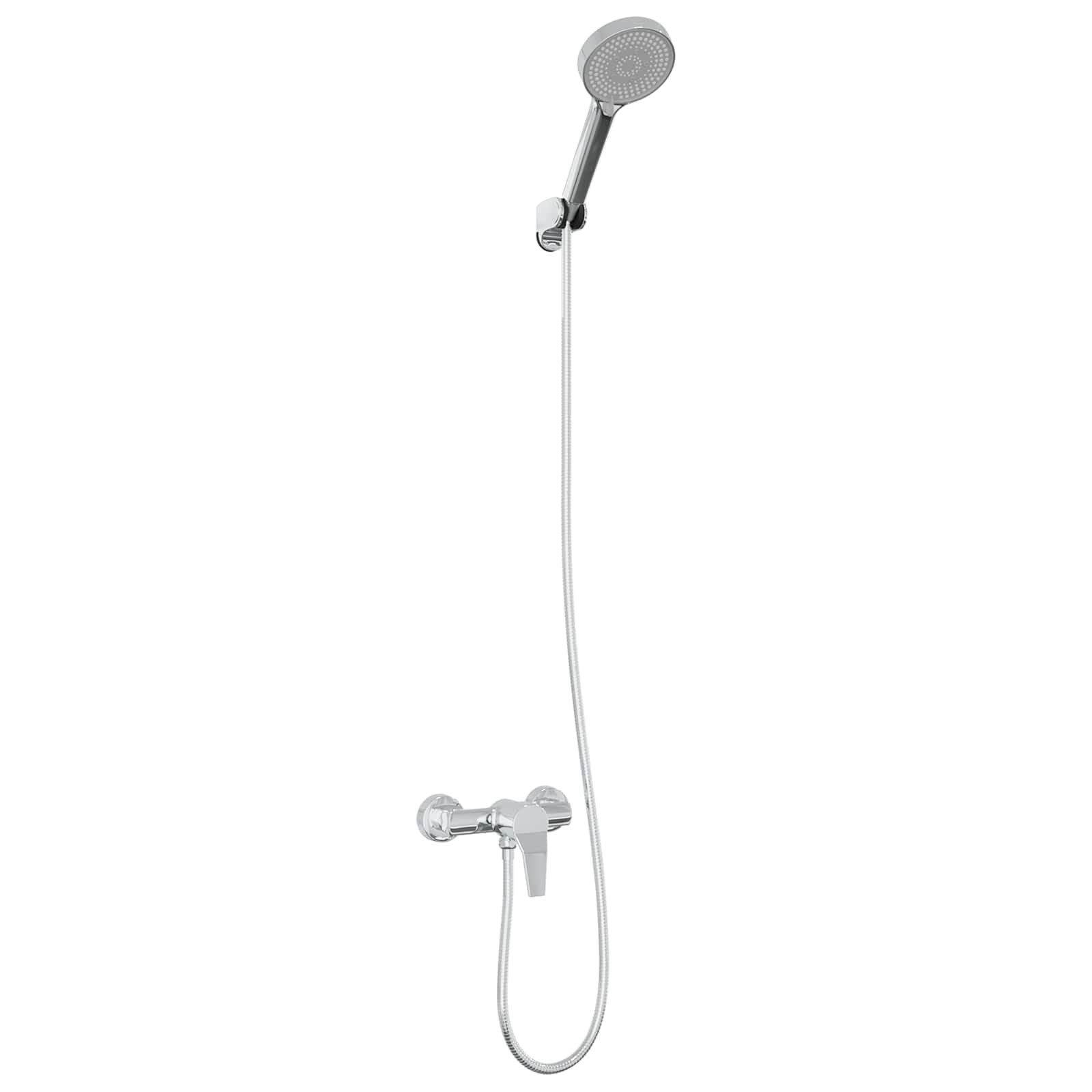 Juego de alcachofa de ducha de mano de latón cromado de 1/2 pulgadas con grifo mezclador y manguera, ahorro de agua con 5 tipos de chorro, cabezal de ducha de alta presión para baño, ducha