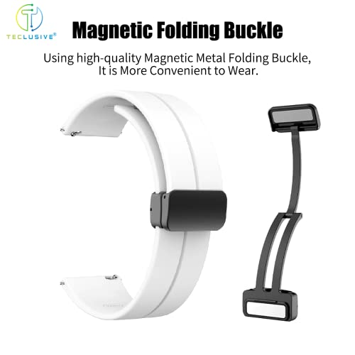 Image of T TECLUSIVE Premium Silicone Strap Band with Magnetic Lock 20mm Compatible for Galaxy Watch 3 41mm | Galaxy Watch 42mm Active 2 | Amazfit Bip GTS | Fire Bolt Ninja | Adjustable Silicon Band