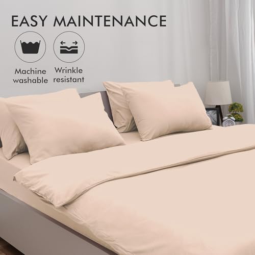 Novo Home King Size Duvet Cover Set Beige - Soft Microfibre Quilt Cover & 2 Pillowcases - Image 3