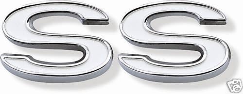Image of 4Pc 1969-72 Chevelle SS Front Fender Emblems 3D Badge 3953634 Replacement for SS (White)