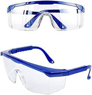 JUHONNZ Safety Goggles,2 Pcs Wrap Around Safty Glasses Anti-Fog Protective Goggles Blue Frames Eye goggles protectionfor Kids adult Eye Protection with Clear Thicker PC Lenses For Outdoor Activities
