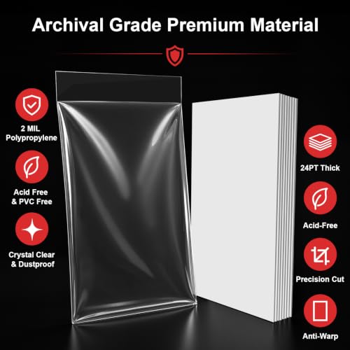 Image of KKU 200 Count Comic Book Bags and Boards, Crystal Clear Acid Free Comic Bags and Boards, Comic Book Storage for Comics