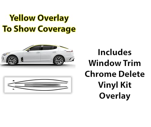 BOGAR TECH DESIGNS Side Window Chrome Delete Overlay Compatible with Kia Stinger 2018-2023, Gloss Black