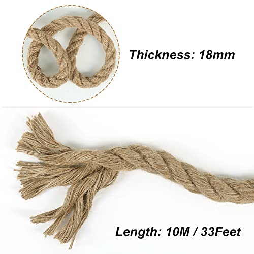 18mm Jute Rope, 10M Thick and Strong Natural Jute Twine for Gardening Bundling, Camping, Decorating (Brown) - Image 3