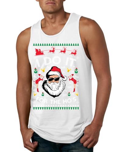 I Do It for The Hos Funny Santa Claus Xmas Winter Holiday Classic Elves Presents Ugly Christmas Mens Tank Top