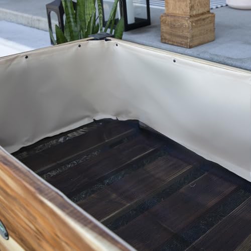 Image of Backyard Discovery 48 inch Teak Wood Garden Bed Planter Box with Galvanized Steel Legs, Mesh Liner for Outdoor Gardening, Patio, Balcony, Deck, Porch