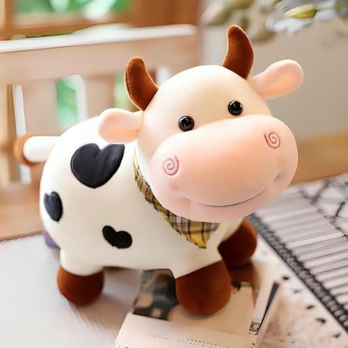HUG 'n' FEEL SOFT TOYS – White Cow 28cm Soft Toy Plush Toy | Big Stuffed Animal | Ultra Soft, Huggable & Cuddly Gift for Kids, Girls, Boys | Perfect for Birthday, Valentine’s Day