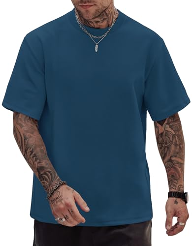 Image of Herberton Mens Oversized T-Shirts Heavyweight Cotton Stretch Fashion Thick Tee Tops (S-3XL)