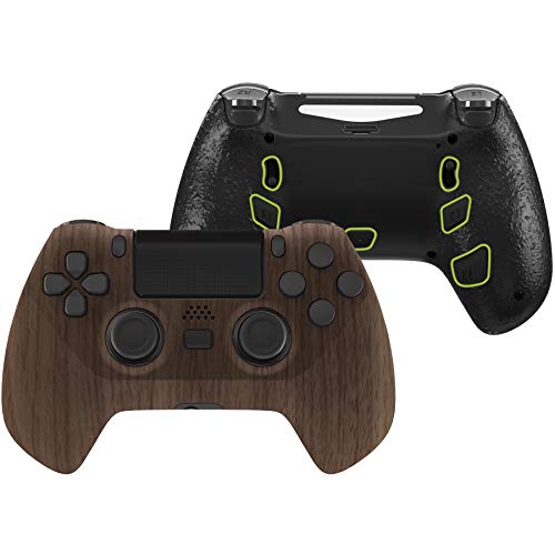 eXtremeRate Wood Grain Decade Tournament Controller (DTC) Upgrade Kit for PS4 Controller JDM-040 050 055, Upgrade Board & Ergonomic Shell & Back Buttons & Trigger Stops - Controller NOT Included