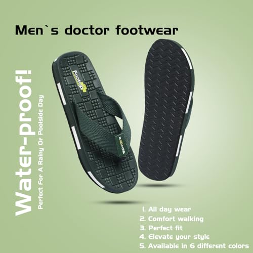 Image of Men's Orthopedic Comfort Flip Flops with Soft Fabric Straps | Cushioned Anti-Skid Footbed Slippers for Men | Lightweight Walking Flip Flops for Home, Outdoor, Indoor Use