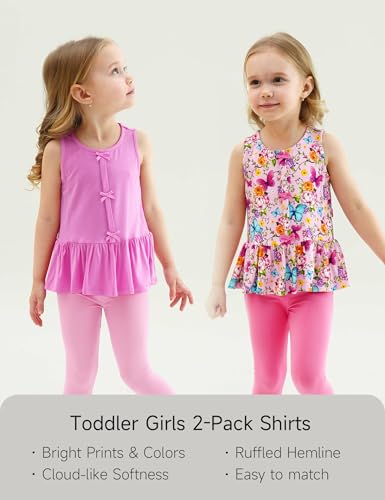 Image of Bamboo Viscose Shirts for Girls Casual Sleeveless 2-Pack Toddler Girls Tops