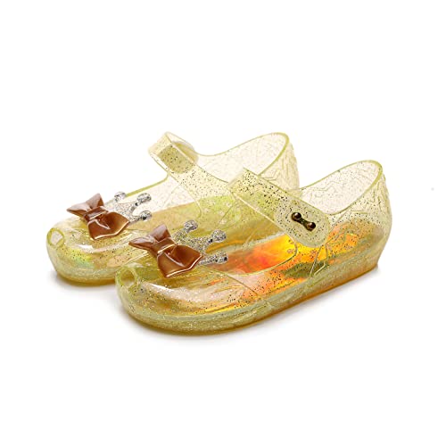 Jelly Shoes for Girls Princess Dress Up Flat Sandals for Toddler Cosplay Clear Glitter Jellies Mary Janes with Bow/Crown4
