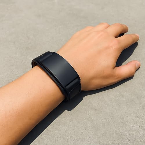 Image of THE MEN THING DARKMATTER STRAP BLACK - Genuine Braided Leather Bracelet Set for Men & Boys (8 inch)