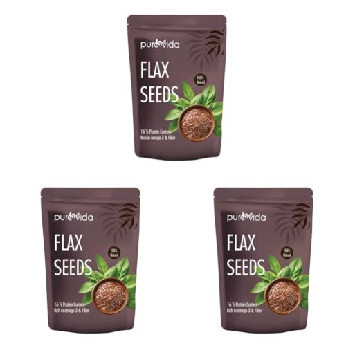Image of Purevida Flax Seeds 200gm | Raw Alsi Seeds for Hair Growth, Smoothies, Baking | Rich in Omega-3, Fiber, Protein & Essential Nutrients | 100% Natural, Gluten-Free | Superfood for Optimal Health
