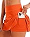 Stelle Women Tennis Skirt Golf Skorts Athletic High Waisted with Pockets Inner Shorts Sport Workout Pleated Pickleball(Orange,M)