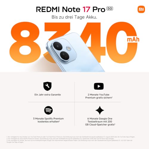 Xiaomi REDMI Note 17 Pro 5G, Smartphone 6+256 GB, Black, 8340 mAh Akku