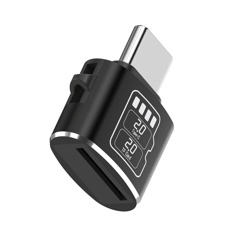 TF-01 C Type-C TF Card Reader Adapter 480Mbps USB 2.0 MicroSD Memory Card Reader for Phone Computer Tablet - Black-image-11
