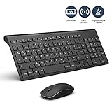 👍BEQUEM UND GERäUSCHARM: Verabschieden Sie sich von unangenehmem Tippen! Extra große Tasten bieten eine leichtere Zugänglichkeit und die matte Oberfläche ist weich zu berühren. Besser noch, unser einzigartiges Innenscheren-Design eliminiert störendes Klappern für flüsterleise Tasten.Die dünne funktastatur mit maus ist nicht nur auf dem Schreibtisch platzsparend, sondern auch ideal für den mobilen Einsatz.