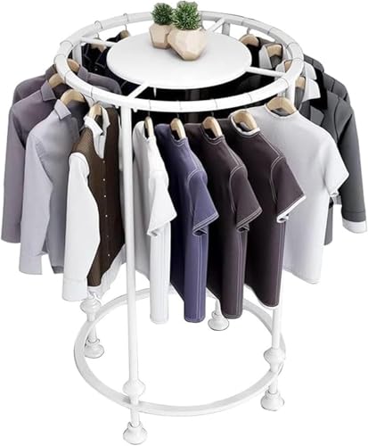 Perchero redondo de metal independiente para ropa elegante con cubierta, ideal para boutique y uso doméstico