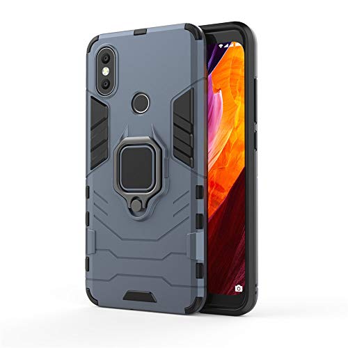 Xiaomi Mi A2/Mi 6X Funda, MHHQ 2in1 Armadura Combinación A Prueba de Choques Heavy Duty Escudo Cáscara PC + TPU con Soporte Magnetic Car Mount Case Cover para Xiaomi Mi A2/Mi 6X -Black Plus Gray